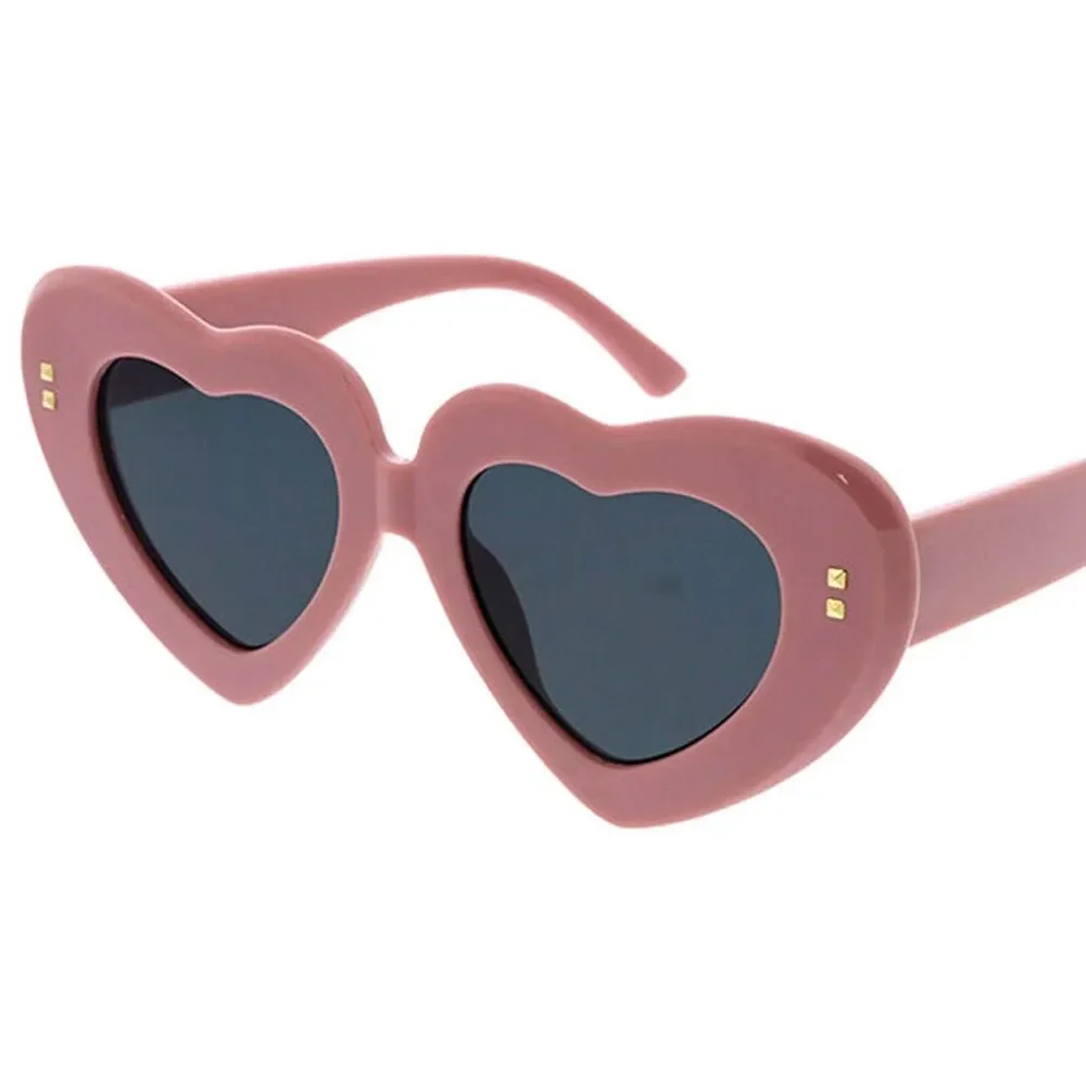 Romantic Flair Women's Statement Sunglasses Pink Large Thick Heart Design